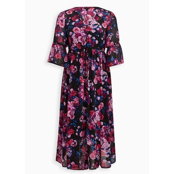 🆕 Black Floral Chiffon Button-up Maxi Dress 1 1X 14 16 NWT Torrid New! - Picture 4 of 5
